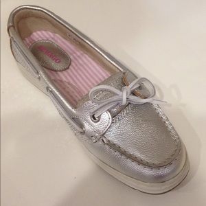 Sebago Silver Metallic Leather Docksider